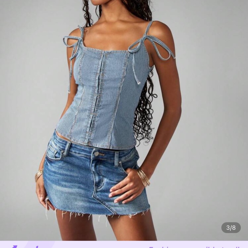 Striped denim corset top
